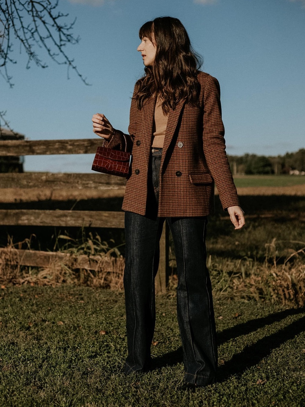 Sézane Christie Jacket in Brown Houndstooth FR 40 / US 8 - Picture 11 of 16